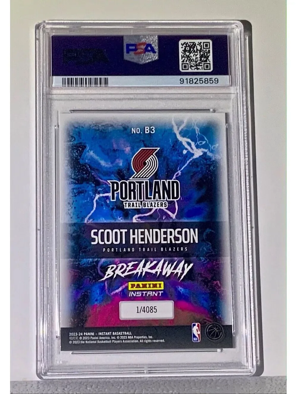 Scoot Henderson 2023-24 Panini NBA Breakaway #3 Rookie Card 1 of 4085 PSA 10 GEM